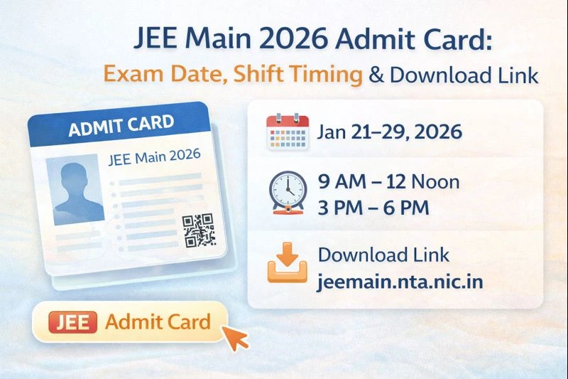 JEE Main 2026 Admit Card: Exam Date, Shift Timing & Download Link