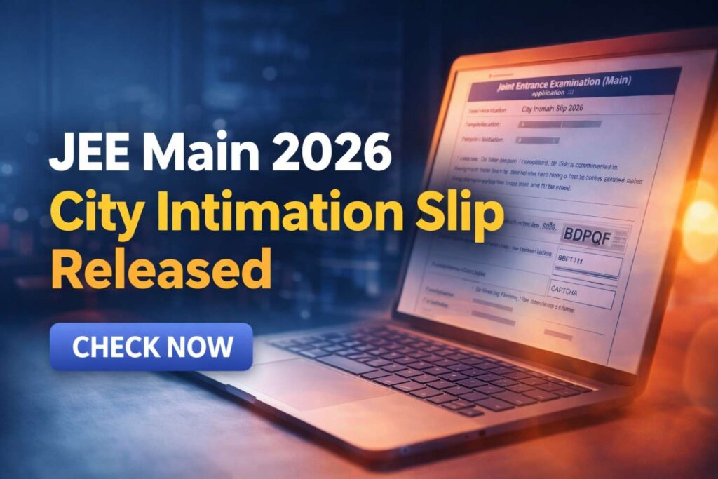 JEE Main 2026 City Intimation Slip Released Check Now