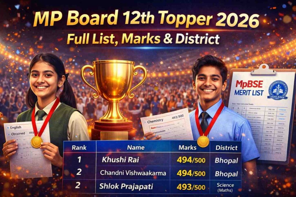 MP Board 12th Topper 2026 Full List, Marks & District