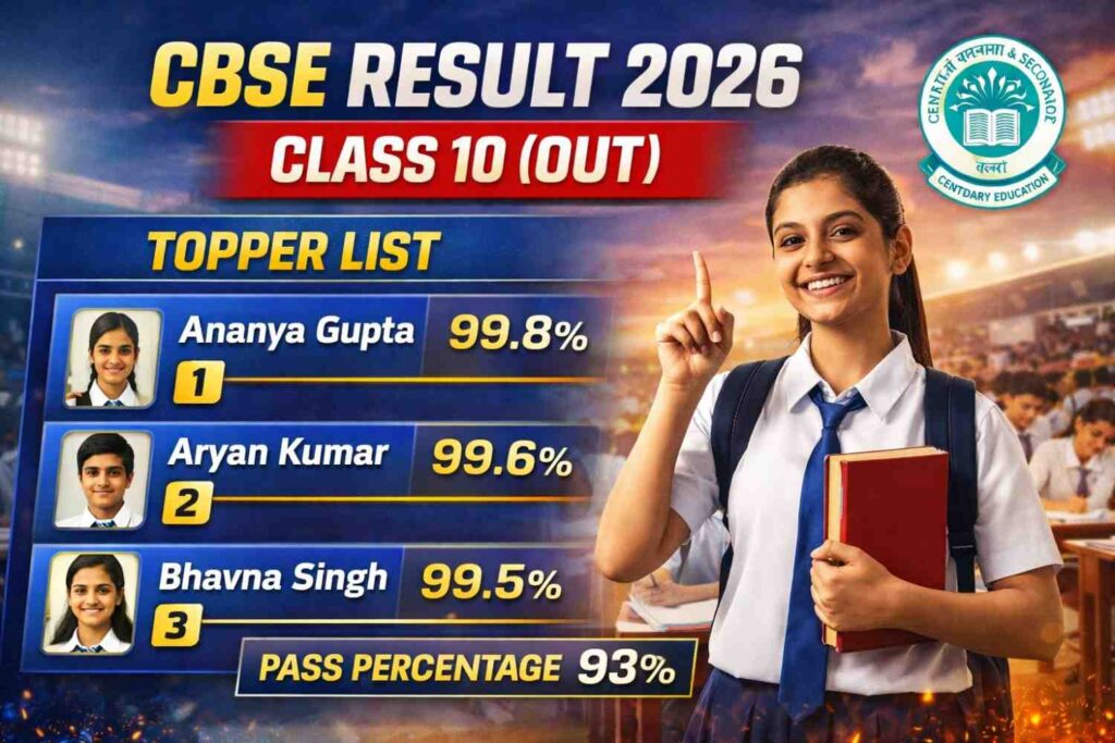 CBSE Result 2026 Class 10 (Out) – Topper List & Pass Percentage